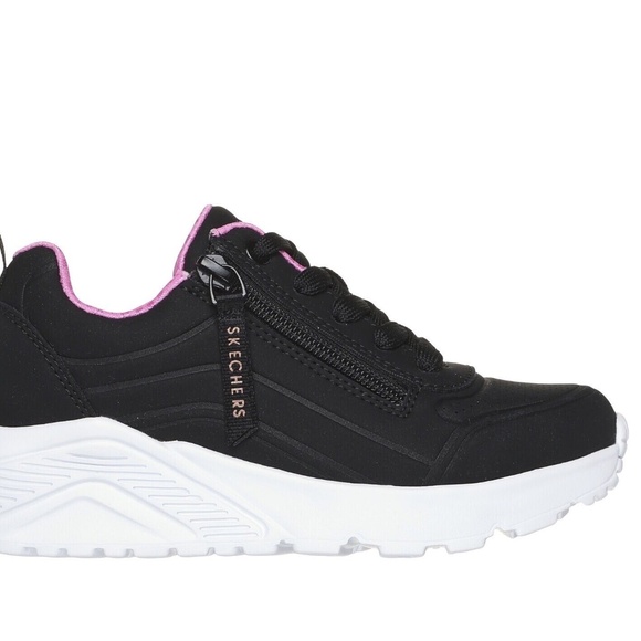 New Skechers UNO LITE EASY ZIP Sneaker Black/Pink Size US 13.5 Kids Shoes NIB - Picture 4 of 9
